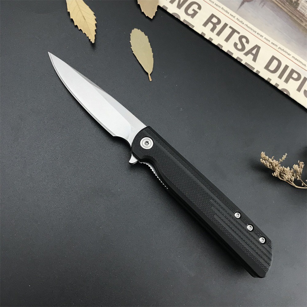 Assisted Flipper Knife CR LCK 3801 8Cr13mov Steel Blade Black G10 Handle Outdoor Hunting EDC Knife