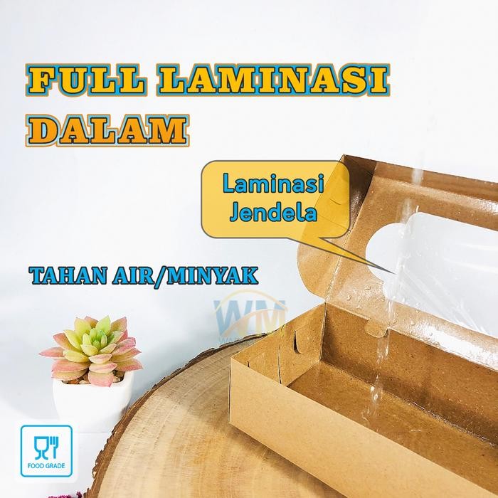 (isi 25pcs) Dus Box Bolen Laminasi / Kotak Brownies Laminasi Jendela / Box Brownies 22x10x5 / Dus