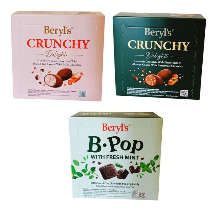 

BERYL'S Crunchy Delights Chocolate With Biscuit Ball 60g B POP Chocolate With Popping Candy 50g