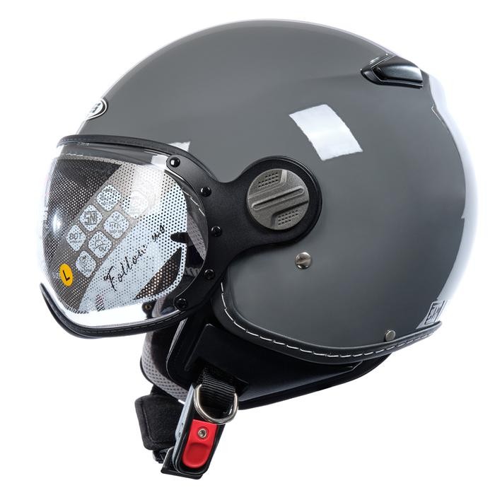 ZEUS 210K GREY RETRO SINGLE VISOR HELMET