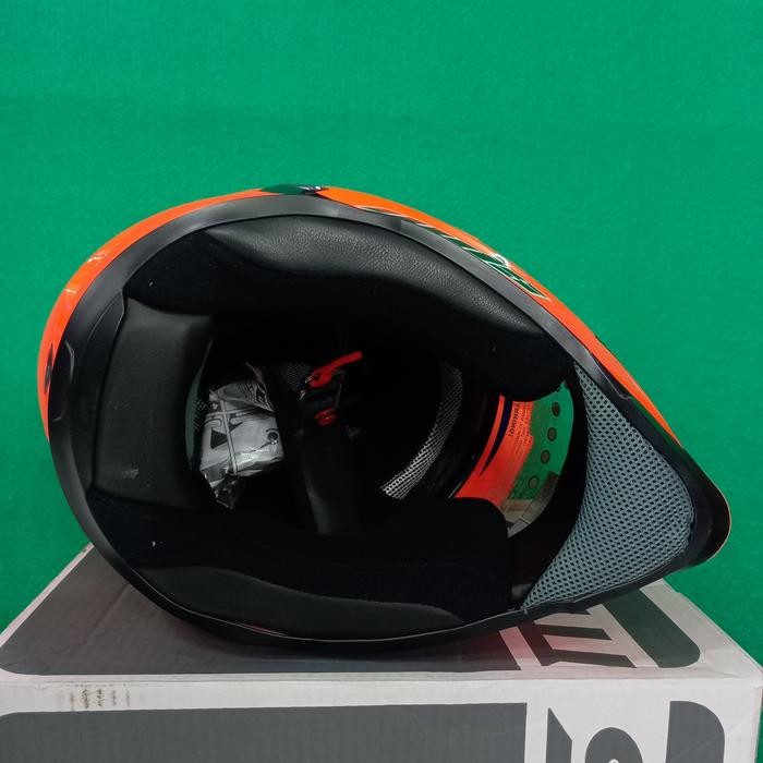 MDS HELM SUPER MOTO/SUPER PRO SOLID ORANGE DOUBLE VISOR