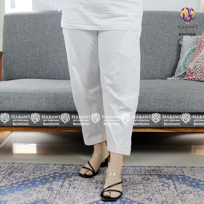 554k- Celana Dalaman Ihram Ihrom Wanita Panjang Kain Bahan Katun Putih Polos Kantong