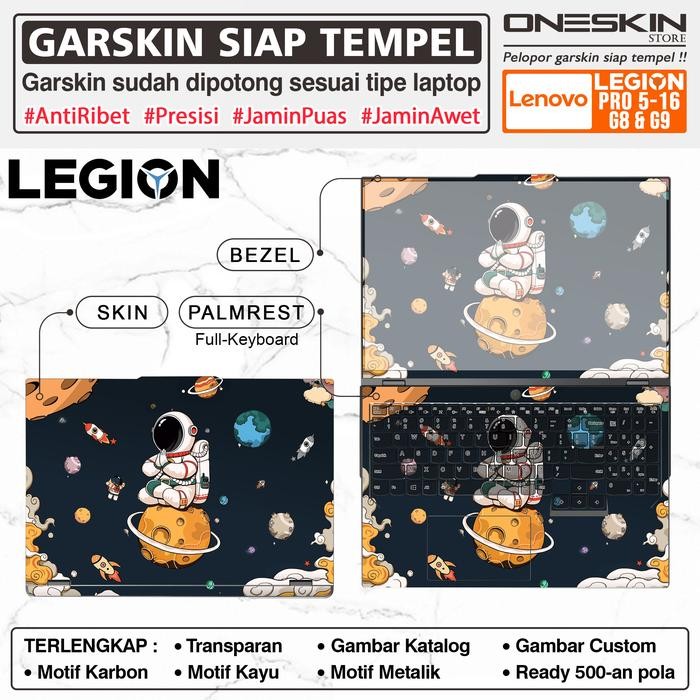 Precut Garskin Sticker Laptop Skin Perfect Fit Kompatibel untuk Lenovo Legion Pro 5 5i-16 16IRX9 Gen