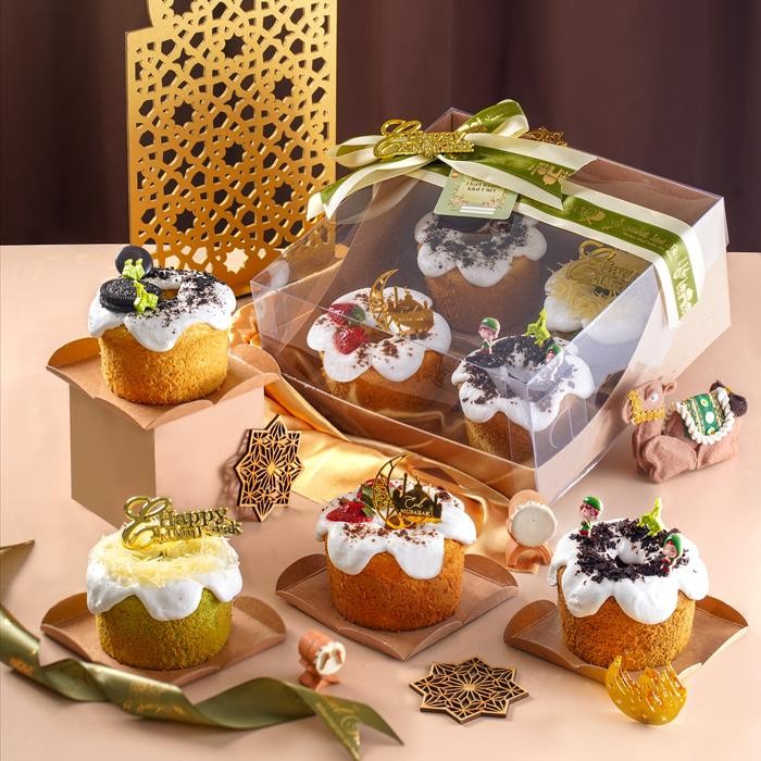 LEBARAN 2025/RAMADAN/BOX OF 4 MINI CHIFFON CAKE/PARCEL/HAMPER/KUE RAMADAN