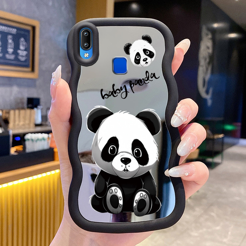 Casing Untuk VIVO Y91 Y91i Y93 Y95 Case Casing Pola panda Kesing HP Cesing Macaron Mirror Kasing Sil