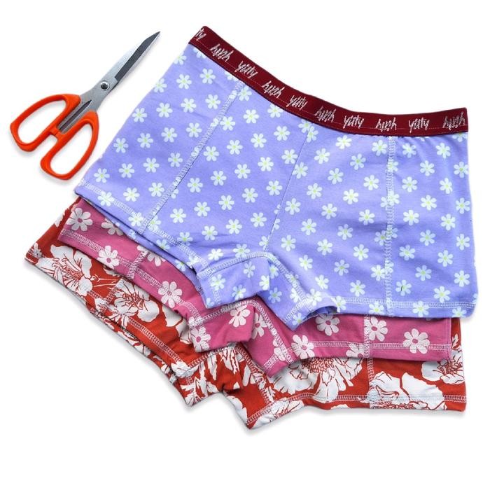 yrka- Celana Dalam Boxer Wanita Isi 3 Random Semi Katun Motif Nyaman / Cd Boxer Pendek Cewek
