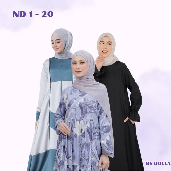 de68- By Dolla - Kode Nd 1-20 - Baju Kemeja Atasan Gamis Muslim Wanita Harian Formal