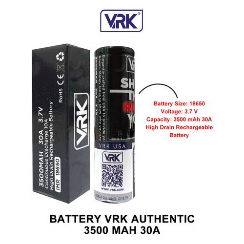 Vrk Battery 18650 3500Mah 30A 3.7V Original 100%, Baterai Vrk 3500 Mah