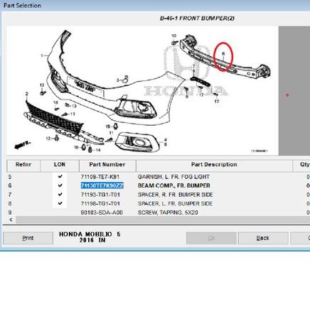 Termurah Ram Bumper / Dudukan Bumper Honda Mobilio Rs 2015-2017 Genuine Terlariss 