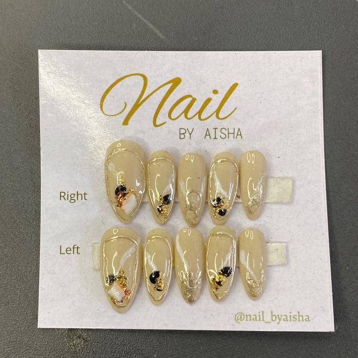 Nail by Aisha Champagne pupi stiletto Nail Art BEBAS CUSTOM FREE LEM Kuku Box