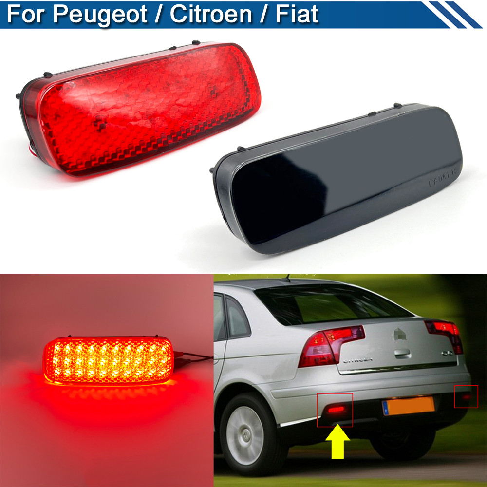 2Pcs LED Rear Bumper Reflector Warning Light For Peugeot 107 206 607