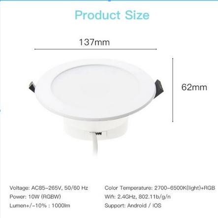 33i3- Seyven Smart Down Light Rgb+W 15 W Wifi Smart Downlight Dimming Remote Lampu