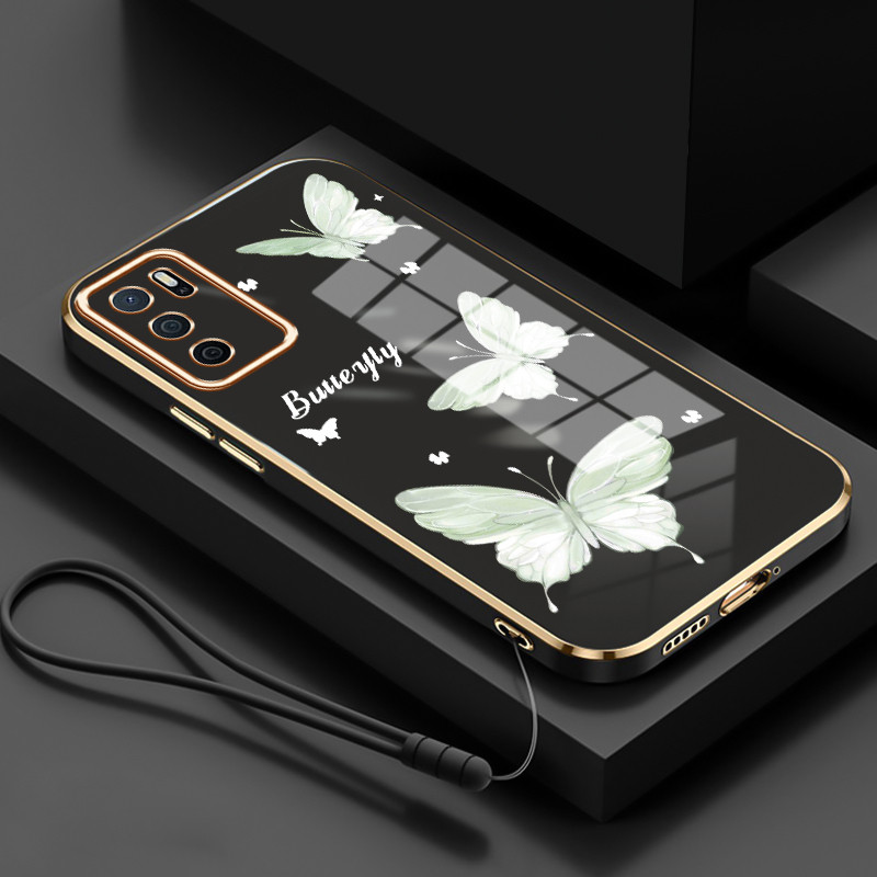 Casing Untuk OPPO A16 A16s A54s Case Casing HP Softcase Tali gantungan berlapis silikon mewah Kasing