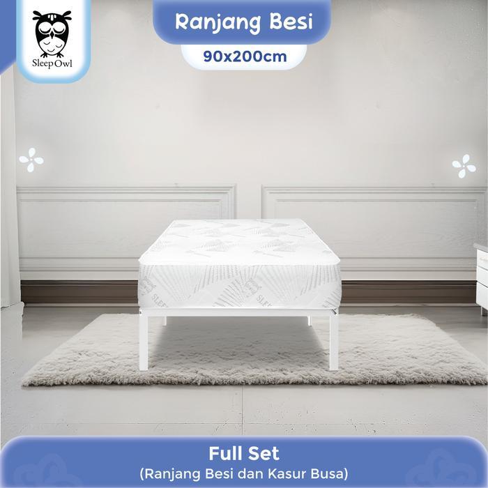 SHUMO Dipan Ranjang Besi Minimalis Knock Down BED IN A BOX 90 x 200 - Putih, 90x200