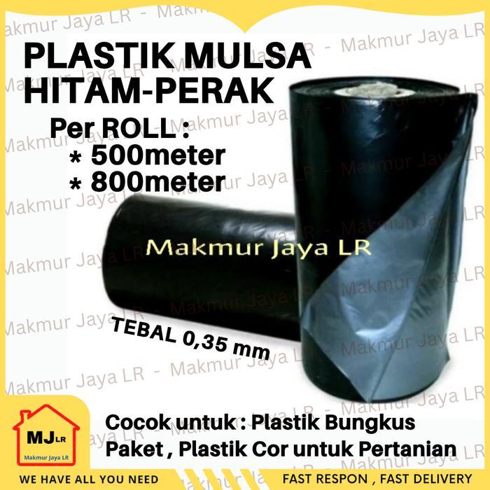 Plastik Cor Hitam 800m / 500m Plastik Mulsa Hitam Perak / Packing Bungkus Paket Barang / Pertanian