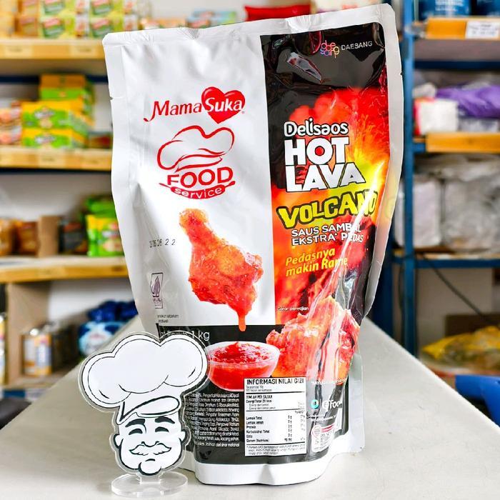 Saus Sambal Hot Lava Volcano Mama Suka / Hot Lava Volcano Saus Mama Suka 1Kg / Saus Hot Lava Volcano