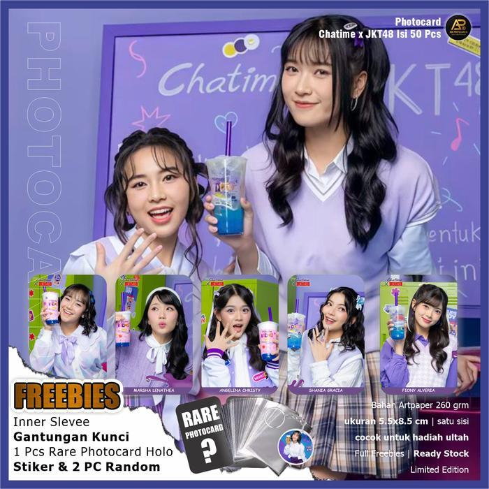 Photocard JKT48 Edisi Chatime x JKT48 isi 50 Pcs Fanmade Bonus Ganci, Rare Card, 2 PC random, Stiker