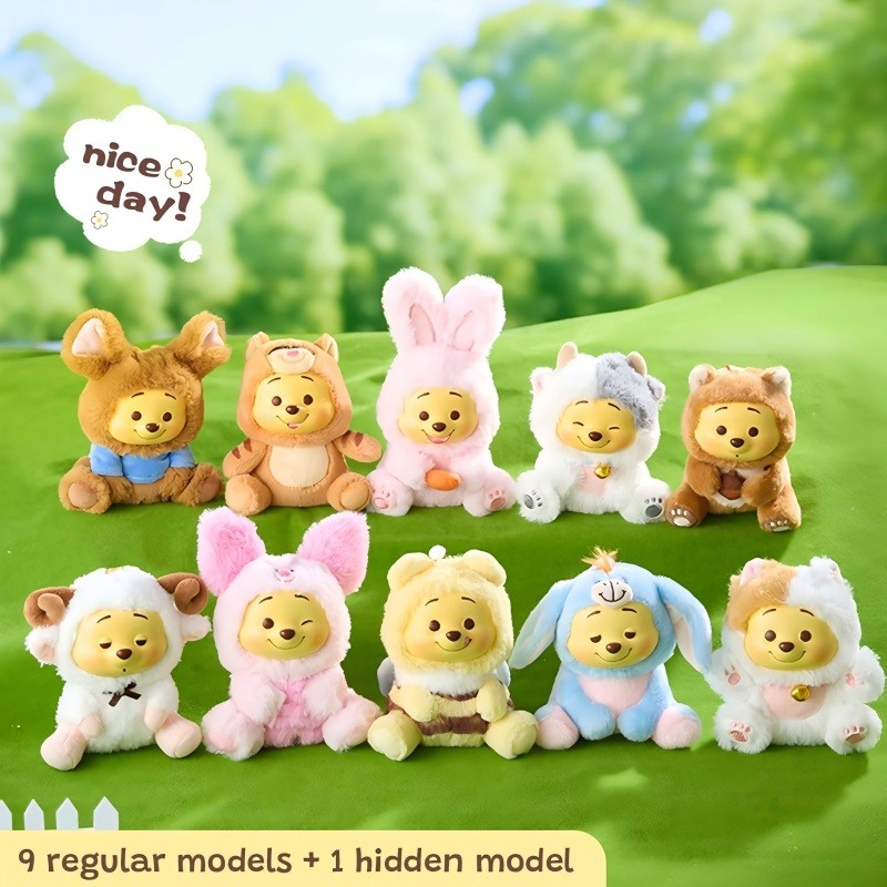 Miniso Disney Winnie the Pooh Series Beach Vacation Blind Box Vinyl Plush Pendant Model Collectible