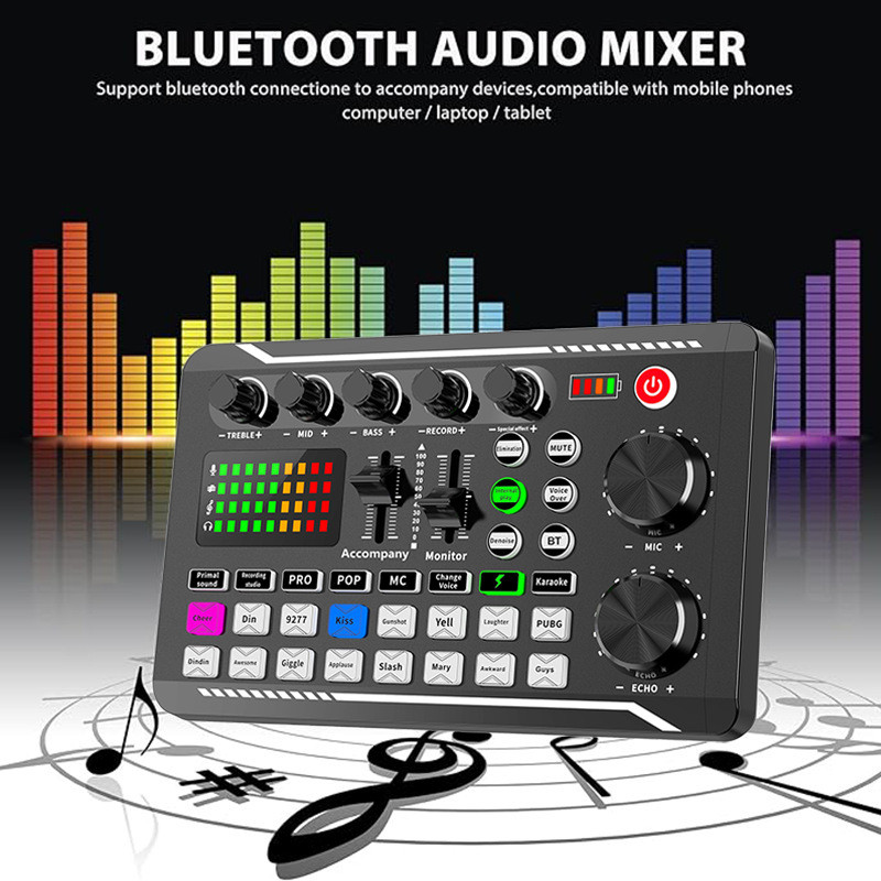 F998 Sound Card Microphone Mixer Kit 16 Sound Effects Audio Recording Sound Mixer Audio Mixing