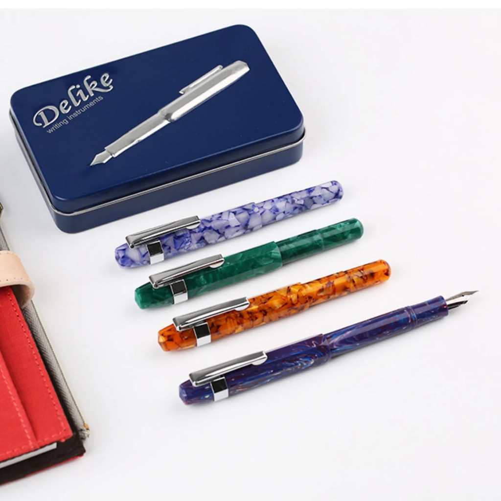 MAJOHN DELIKE Fountain Pen Fancy Acrylic Travel Short Pen Pocket Pens Extra Fine EF Tip 0.38mm Art