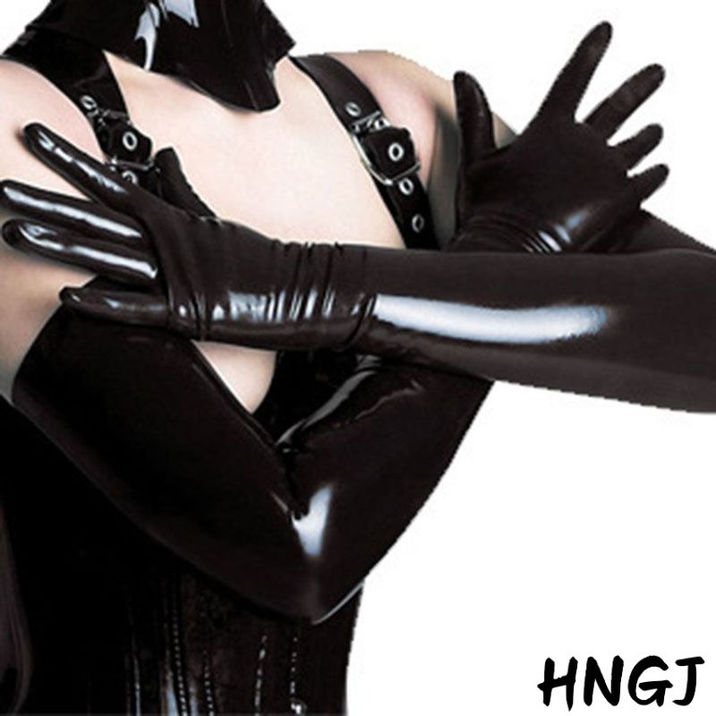 2026 Long Latex Gloves Black Ladies Hip-Pop Fetish Leather Gloves Clubwear Catsuit Cosplay Costumes