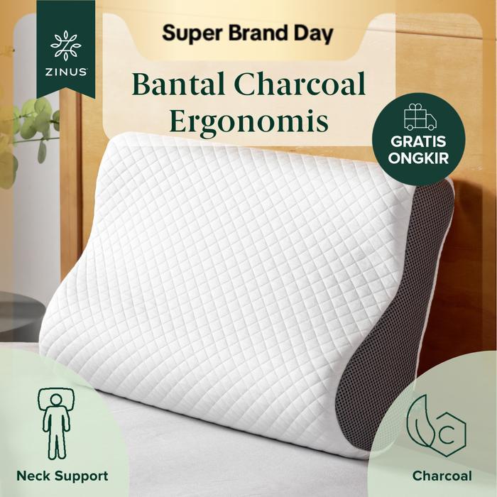 Bantal Zinus Charcoal Memory Foam Tencel Cover Bed