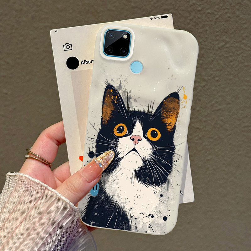 Casing Hp Untuk Realme C21Y C25Y Case Kucing sapi kartun Kasing selebgram suka Cesing Kesing Silikon