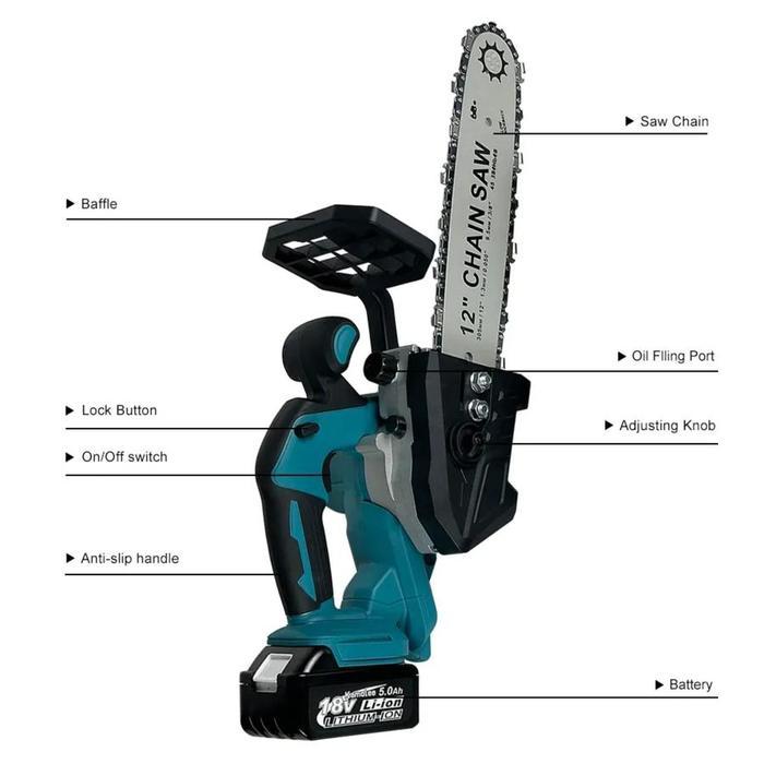 Promo Chainsaw Baterai 8 Inch Multifungsi Kamolee - Gergaji Listrik Kayu Chainsaw Portable Cordless
