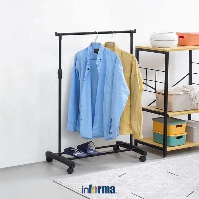Informa Jash Gantungan Baju Single - Hitam Coat Stand Floor Hanger Rak Berdiri Standing Hanger
