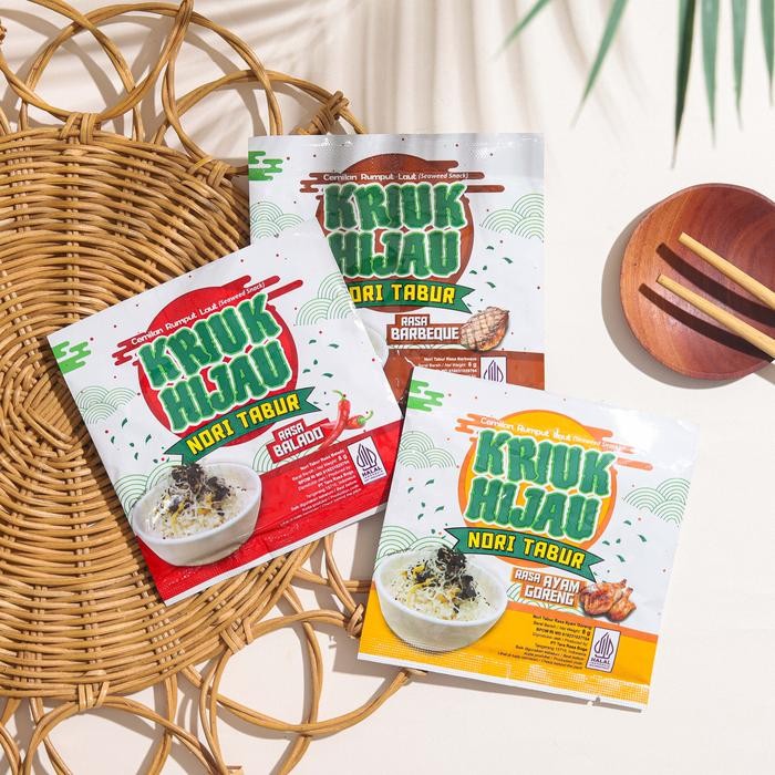 

KRIUK HIJAU SNACK RUMPUT LAUT ALL VARIAN (5 VARIAN ISI 60 PCS)