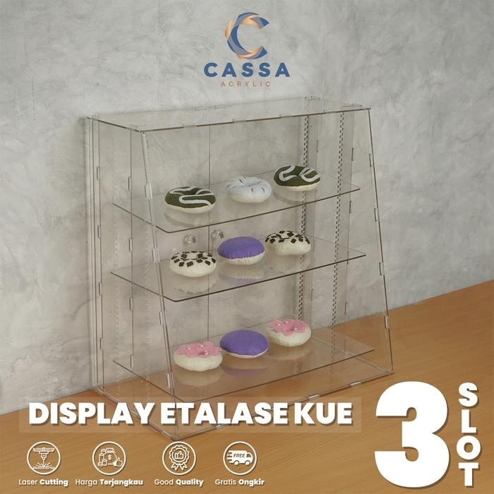 Akrilik Etalase / Showcase Roti Dan Kue / Display Etalase Akrilik Tipe Rakit