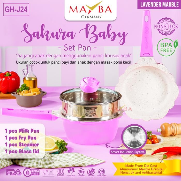 Maxim Kitchenware - Panci Mpasi Set Lengkap Levender/Ungu (Bonus Stemer/Pengukus) Alat Aluminium