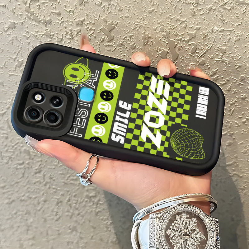 Casing Hp Infinix Smart 6 Infinix Smart 6 Plus Case Casing tas wajah tersenyum pola HP Kasing Siliko