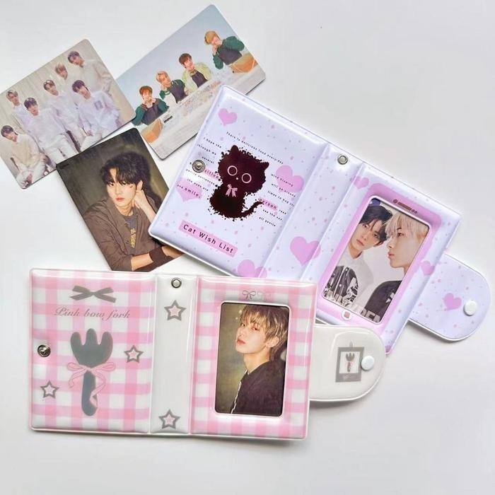 

3 Inch Photo Album 40 Pockets Ins Knife Fork Style Cute Black Cat Style Id Card Kpop Idol Photo Card