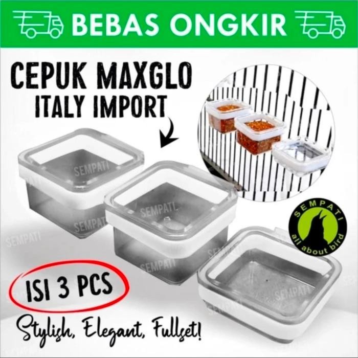 Cepuk Manglo Kotak Isi 3 - Cepuk Wadah Pakan Minum Burung
