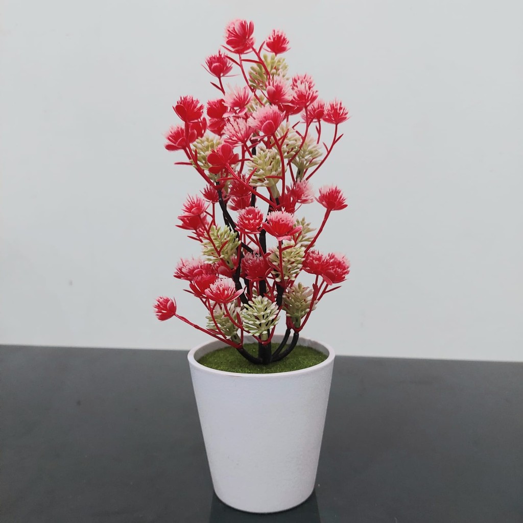 Bunga Plastik Hias Pajangan pot Tanaman Dekorasi pohon Bonsai Seruni