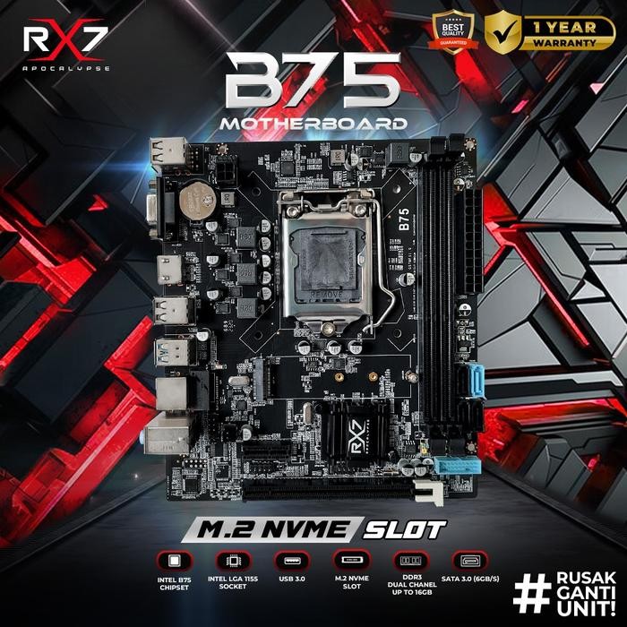 Asrock Computer - Rx7 B75 / H61 Plus Lga 1155 Ddr3 B75 Mainboard Nvme