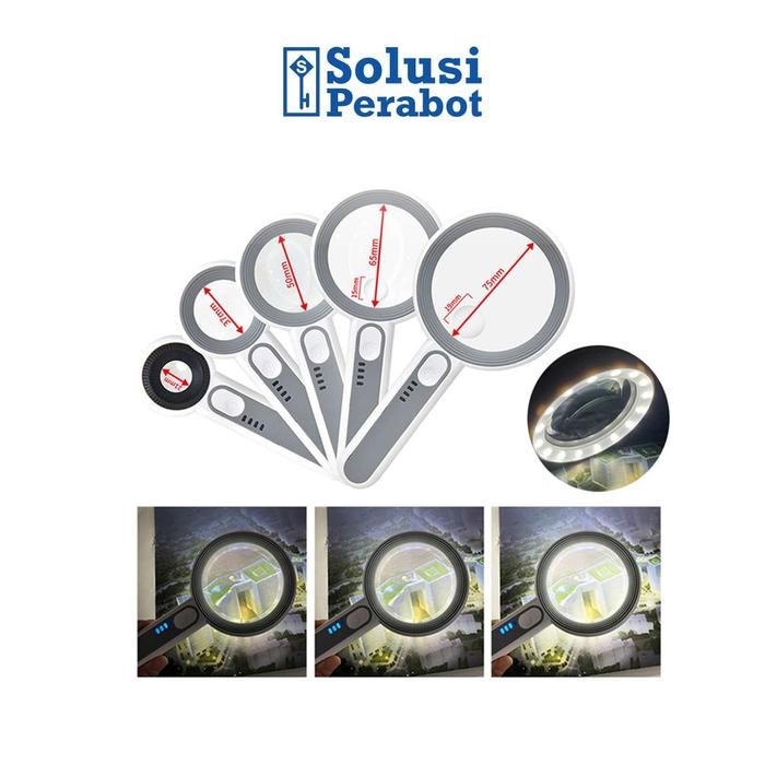 

SALE Solusi Perabot Kaca Pembesar LED 5-30X 21-75mm AG78 SP Lampu Lup Lensa Rechargeable dengan