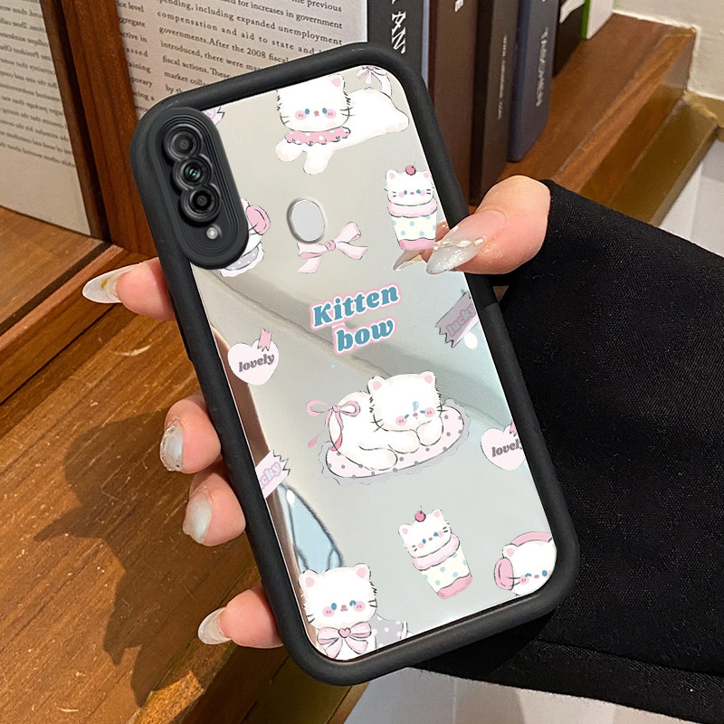 Casing Hp OPPO A31 2020 A8 Case Casing Tidur kucing putih HP pola Kesing Kasing cermin Cesing Siliko