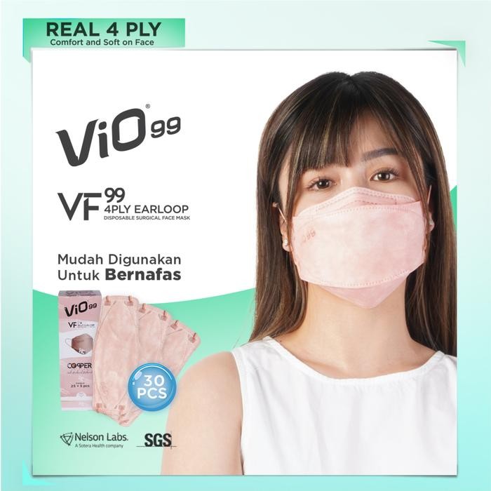 OJ Vio99 Earloop Mask - Vio VF Copper Masker 4 Ply Isi 30 Masker Medis