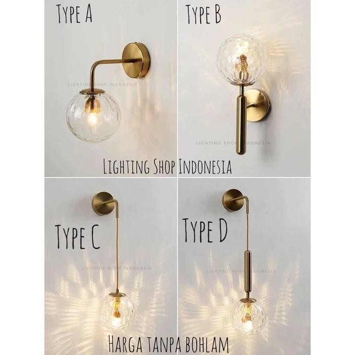 Lampu dinding gold kaca minimalis modern