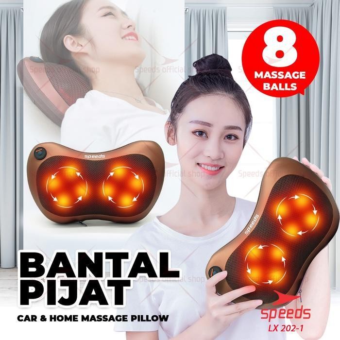 Ready SPEEDS Bantal Pijat 8 Bola Massage Pillow Mobil dan Rumah Car Home Bantal Pijat Leher Punggung