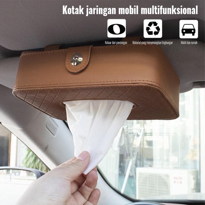 Tempat Tisu Mobil / Kotak Tissue Kulit Mobil Gantung Car Visor Box Mewah Estetik Hiasan Universal