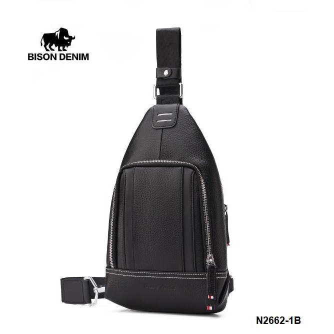 Unik Bison Denim-Tas Selempang Pria Kulit Sapi Asli Original (N2662-1B) Terlariss 