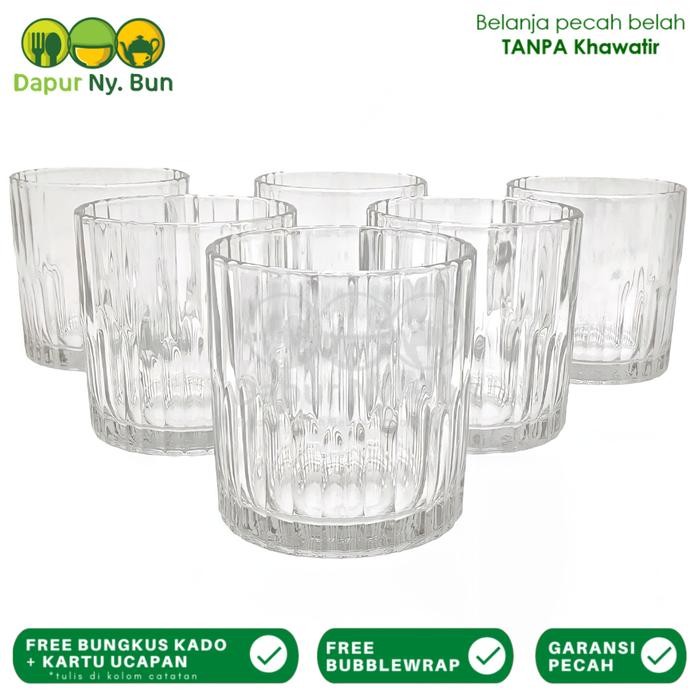 ASLI Gelas Minum Picca Set isi 6 Pcs / Gelas Kaca Kristal / Korean Aesthetic READY STOCK