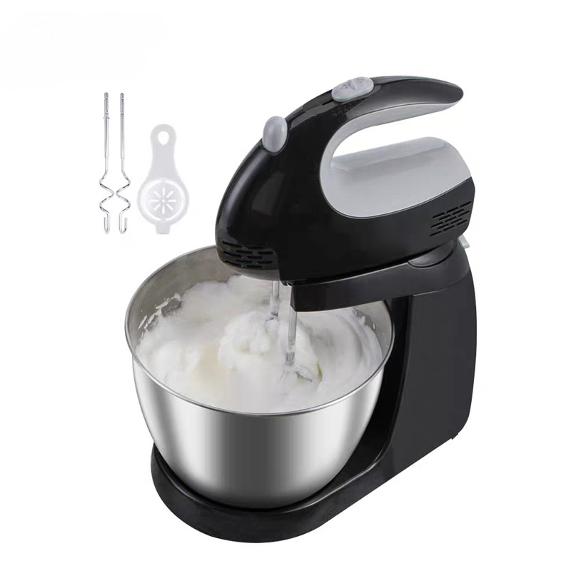 JIQI Electrical Handheld Desktop Food Blender Eggs Batter Mixer 5 Speed Adjust Double Whisk Cake