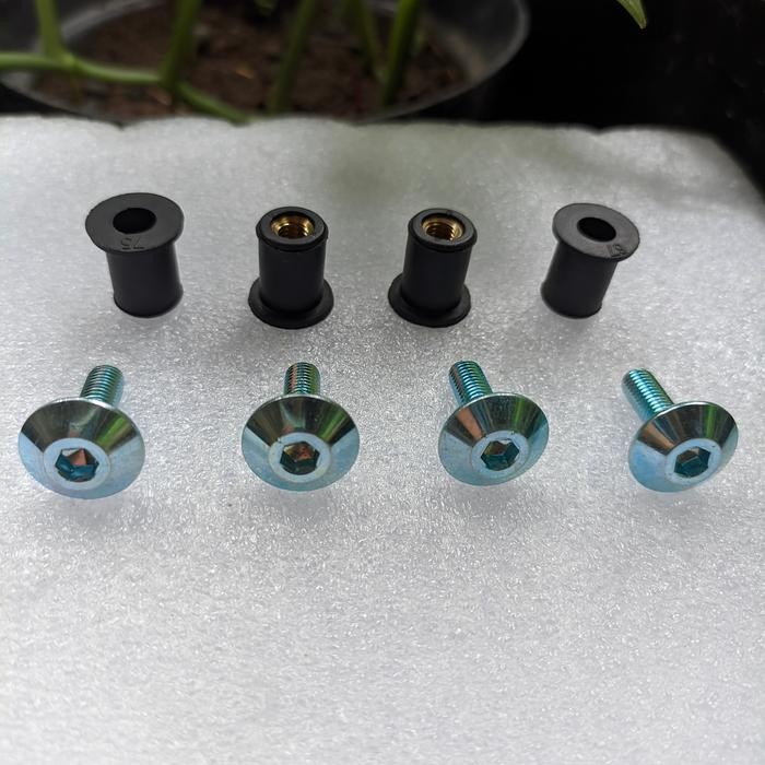 Paket 4 SET - Baut L4 dan Mur Karet Visor body Motor Xride X Ride Baut