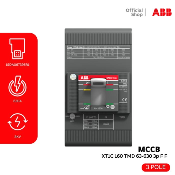Ready ABB MCCB 3P 25KA 63A XT1C 160 TMD 63-630 3P F F