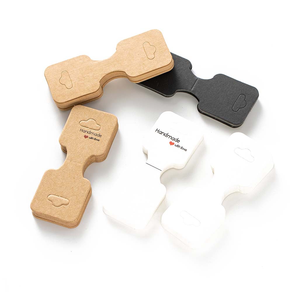 50pcs 9x3.5cm Kraft Paper Card for Necklace Bracelet Jewelry Display Handmade Hairband Price Tag Hol