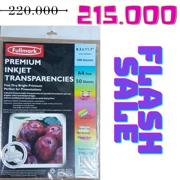 x1y5- Fullmark Premium Inkjet Transparencies Paper A4 Mika Kertas Film Ori